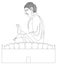 Big Buddha Sitting Statue Black and White Line Art Illustration