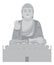 Big Buddha Sitting Statue Front Grayscale Vector Illustration