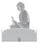 Big Buddha Sitting Statue Grayscale Vector Illustration