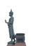 Big buddha statue side walking on white background