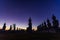 Big buddha stature with star and color of sky twilight dark filter style, Public in thailand