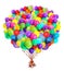 Big bunch of color balloons on white background