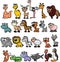 Big bundle of funny domestic and wild animals, marine mammals, reptiles, birds and fish. Collection of cute cartoon