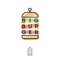 Big Burger logo. Burger restaurant emblem like applique. Linear flat logo with color elements cut out.