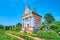 The big burial crypt with columns on Cemetery on Zelena Street, on July 16 in Chernivtsi, Ukraine