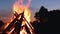 Big Burning Campfire at Summer Evening - Timelapse