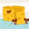 Big butter with three mice. vector illustration