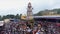 Big chariot decorated and offering homage and prayer to deities during Hindu festival