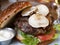 Big cheese hamburger served on a plate