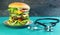 Big cheeseburger deluxe and stethoscope