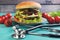 Big cheeseburger deluxe and stethoscope