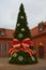 Big Christmas tree outdoors in Raudondvaris castle courtyard, Lithuania