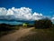 Big cloud of cumulonimbus very threatening above the hills of Provence where there are green tanks filled with water used in case