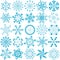 Big collection blue snowflakes (vector)