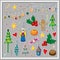 Big collection of christmas stickers. Cute illustration of winter and christmas hygge elements. xmas doodle clip art set