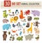 Big collection of cute wild animal. vector illustration on whit