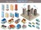 Big collection for isometric city buildings. Set