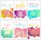 Big Collection of Mothers Day voucher templates, colorful abstract backgrounds