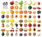 Big collection of pixel fruits, berries and nuts