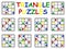 Big collection of triangle puzzles for children vector illustration