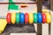 Big colorful abacus at oudoor children playground.Close-up