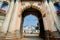 Big columnes of the entrance to historic indian palace