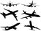 Big commercial airplanes silhouettes