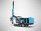 Big construction machinery crawler mounted rotary drilling rig blue 3D rendering on gray background with shadow