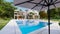 Big contemporary villa pool side view