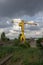 Big crane in the island of Nantes in Loire valley France