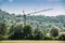 Big crane in the middle of the german countryside