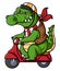 Big Crocodile Riding Scooter Cartoon