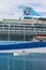 Big cruise ship in harbor Palamos in Spain, Tui Discovery, May 1