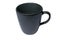 The big cup is gray-black, it is made of stone and has a beautiful texture pattern