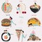 Big cute vector gastronomic set with world dishes