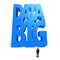 Big data 3D huge blue word with small businessman