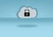 Big data cloud security symbolized with black lock