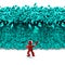 Big data. Huge characters tsunami wave. 3d man. 3D illustration