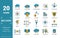 Big Data icon set. Include creative elements cloud hosting, cloud management, data science, pattern system, ambiguity icons. Can