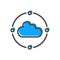 Big data linear icon with cloud computing sign