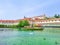 Big decorative fishes swimming in a pond in Wallenstein palace water warden