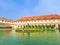 Big decorative fishes swimming in a pond in Wallenstein palace water warden