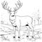 Big Deer On The River Bank Coloring Page Drawing For Kids