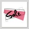 Big discount banner design, sale with black text on a background of pink rectangles and squares.