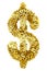 Big dollar sign composed of many golden small dollar signs on white