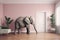 Big elephant calm in a apartment as a funny lack of space, created with Generative AI technology