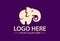 Big Elephant with Purple Background Logo Concept Design