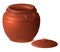 Big empty clay ceramic pot with lid 3d illustration