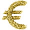 Big euro sign composed of many golden small euro signs on white