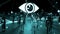 Big eye watching a group of people 3D rendering